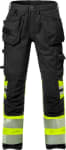 Fristads smíðabuxur teygju HiViz/svartar, dömu