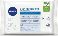 NIVEA 3-í-1 ferskir hreinsiklútar fyrir venjulega og blandaða húð, 25 stk