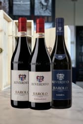 Þrjú Barolo-vín í viðargjafaöskju