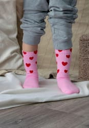 Sokkar bleikir með hjörtum