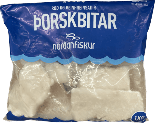 Norðan fiskur þorskbitar beinlausir m/roði 1 kg
