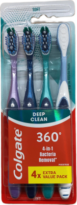 Colgate 360° Deep Clean bakteríudrepandi mjúkir tannburstar, 4 stk