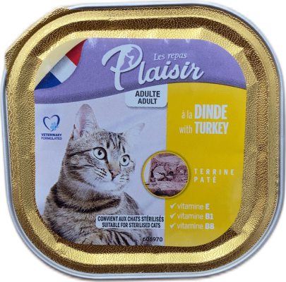 Plaisir Terrine með kalkúni fyrir geldaða fullorðna ketti 100 g