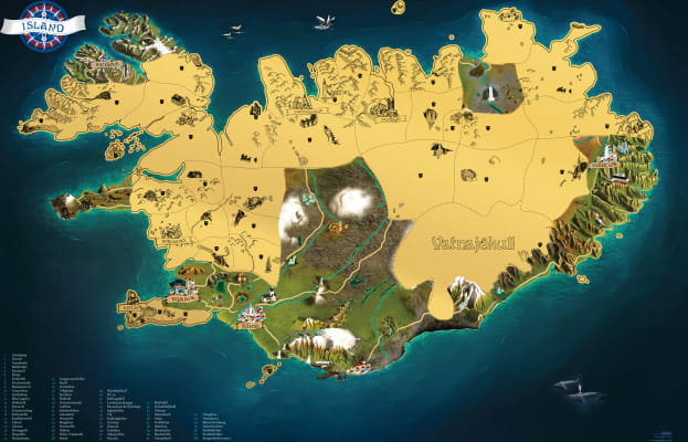 Ísland skafkort - plakat 60x90 cm