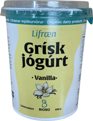 BioBú Lífræn Grísk Jógúrt Vanilla Laktósaskert 500 g
