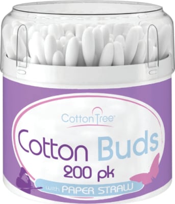Cotton Tree eyrnapinnar með pappastöngli 200 stk