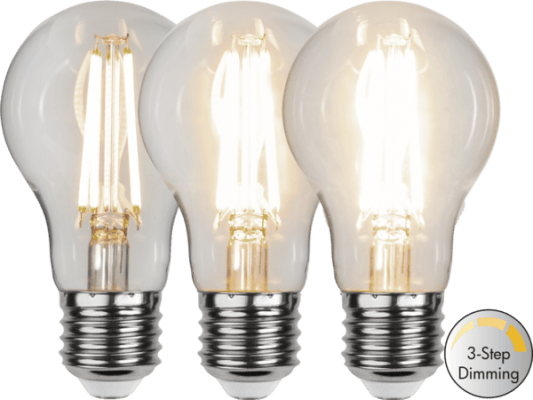 E27 6,5W LED800Lm glær 3 ste