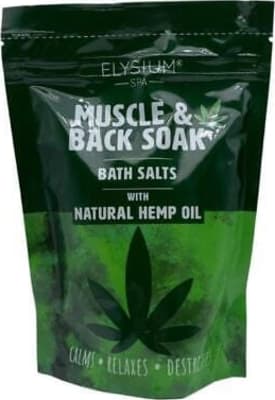Elysium spa baðsalt fyrir vöðva og bak með náttúrulegri Hemp Seed Olíu 450 gr