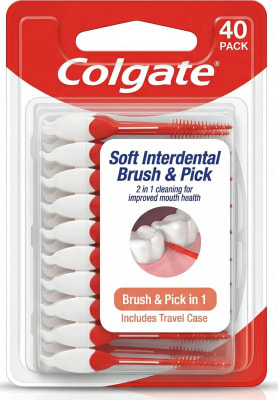 Colgate mjúkur 2-í-1 millitannabursti og tannstöngull, 40 stk