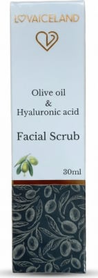 Lovaiceland Andlitsskrúbbur með ólífuolíu og hýalúrónsýru 30 ml