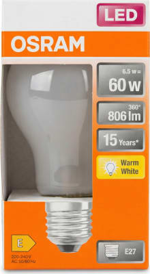 OSRAM LED Star Classic A60 E27 6.5 W hlýhvít 2700 K 806 lúmen 1 stk