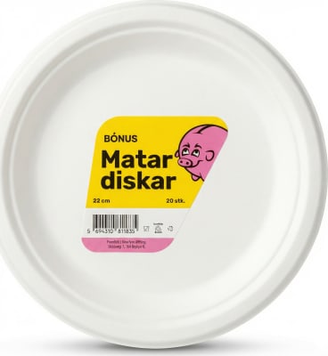 Bónus Matardiskar 22 cm 20 stk