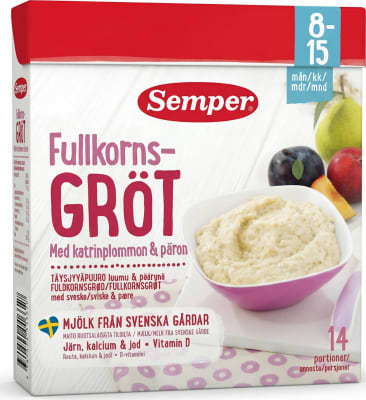 Semper heilkornagrautur með sveskju og peru 470 g