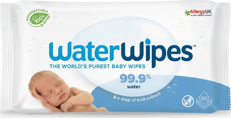 WaterWipes lífniðurbrotanlegar blautþurrkur fyrir börn, 60 stk