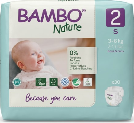 Bambo Nature bleyjur stærð 2 (3–6 kg) 30 stk