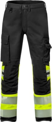 Fristads buxur með teygju HiViz/svartar, dömu