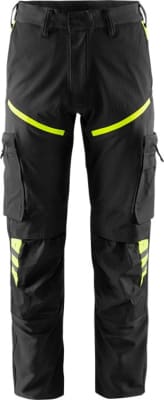 Fristads Haverdal vinnubuxur stretch, svartar/HiViz g