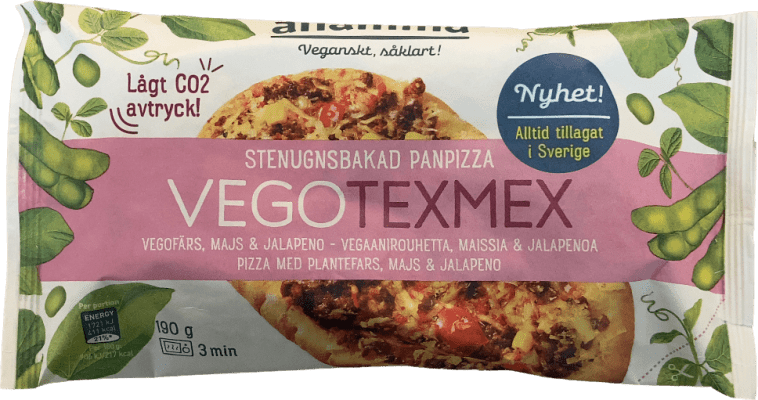 Anamma Vegotexmex steinbökuð pönnupizza með vegan-hakki, maís og jalapeño 190 g