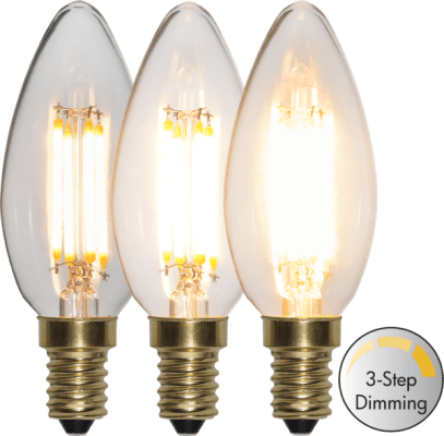 LED LAMP E14 C35 SOFT GLOW 3 STEP