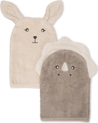 Michi washclothes/þvottapoki 2 stk Bunny and dino