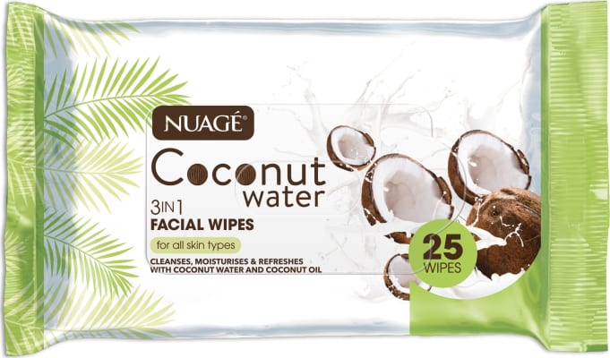 Nuage coconut water 3 in 1 blautþurrkur fyrir andlit 1 pakki 25 stk