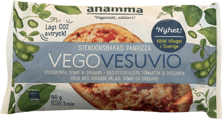 Anamma Vegóvesúvíó pönnupítsa Vegóskinka Tómatur & Oreganó 190 g