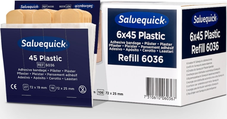 Plástrapakkar Plast, áfylling 6x45 stk
