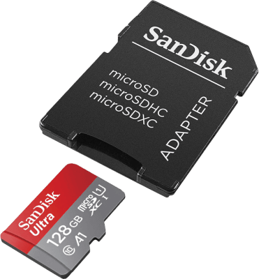 SanDisk Ultra microSDXC 128GB minniskort með millistykki