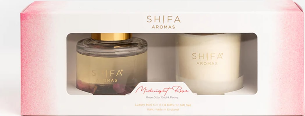 Shifa Aromas Midnight Rose - Lúxus Ilmkerti & Ilmstangir gjafa sett