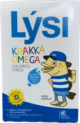 Lýsi Krakka Omega Omega-3 tyggiperlur með ávaxtabragði 60 stk