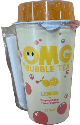OMG Bubble Tea Sítróna + Poppandi mangóbragðkúlur 270 ml