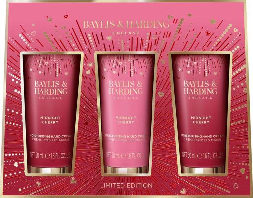 Baylis & Harding Midnight Cherry Luxury Gjafasett Handáburður 3 x 50 Ml