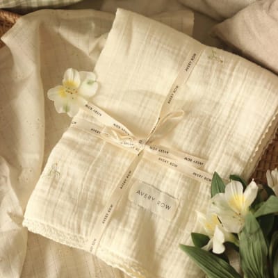 Embroidered Muslin Blanket