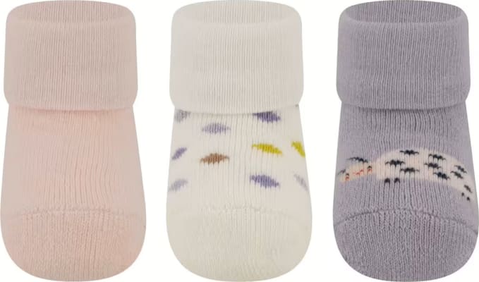 Ungbarnasokkar bleikt-fjólublátt 3 pör