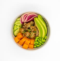 Veganbliss poké með sushi hrísgrjónum