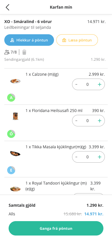 Afhending og greiðsluleið yfirfarin í hópapöntun Aha í síma