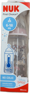 NUK First Choice+ Disney Baby pelaflaska með sílikonsnúð, stærð M (6–18 mánaða), 300 ml