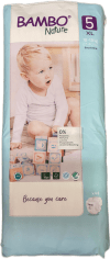Bambo Nature barnableyjur, stærð 5 XL, 12–18 kg, 44 stk