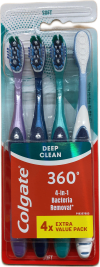 Colgate 360° Deep Clean bakteríudrepandi mjúkir tannburstar, 4 stk