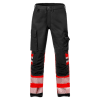 Fristads Stiby buxur með teygju HiViz rauðar/svartar