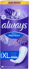 Always Daily Protect Pantyliners XL Extra Long Lightly Scented, 38 pcs