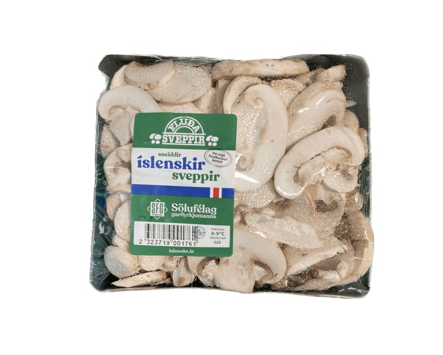 Sveppir sneiddir í boxi