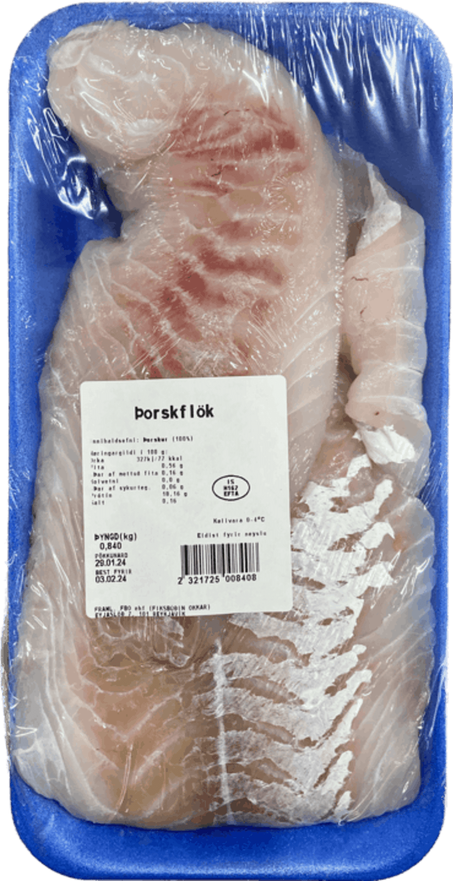 F.o þorskflök fersk beinhreinsuð ca. 700 gr