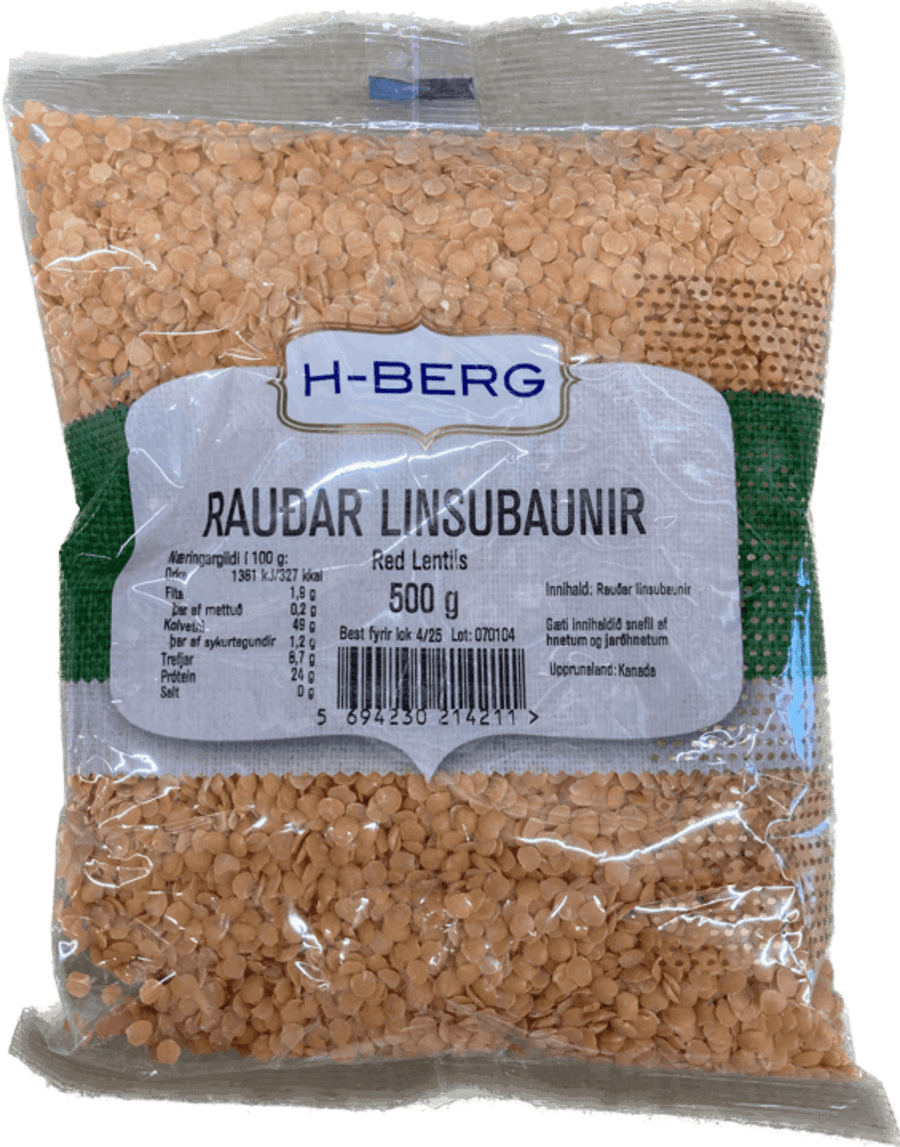 H-berg linsubaunir rauðar 500 gr