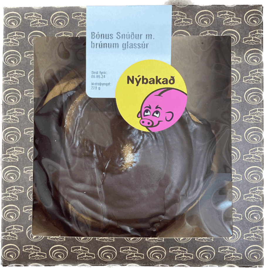 Bónus Snúður m. brúnum glassúr