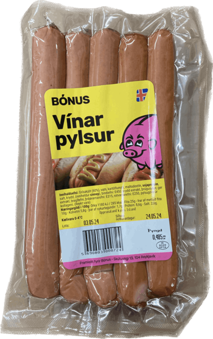 Bónus vínar pylsur 10 stk 485 gr