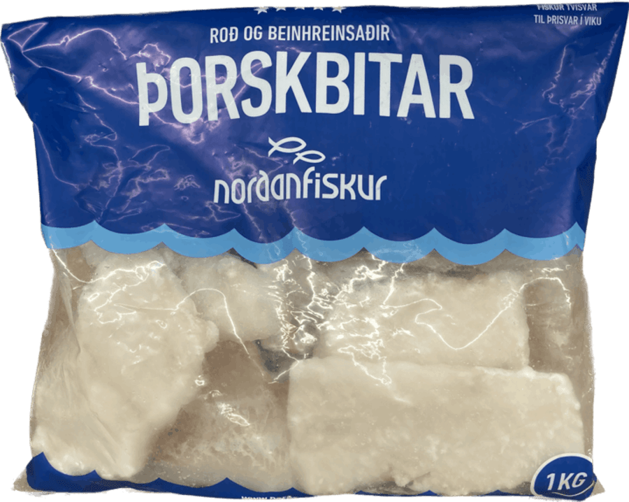 Norðan fiskur þorskbitar beinlausir m/roði 1 kg