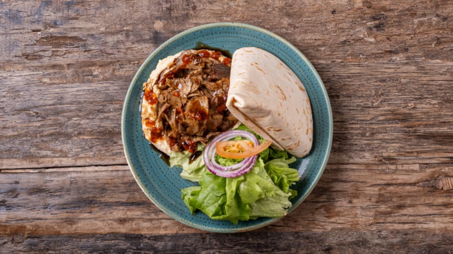 Hummus með lambi (halal)