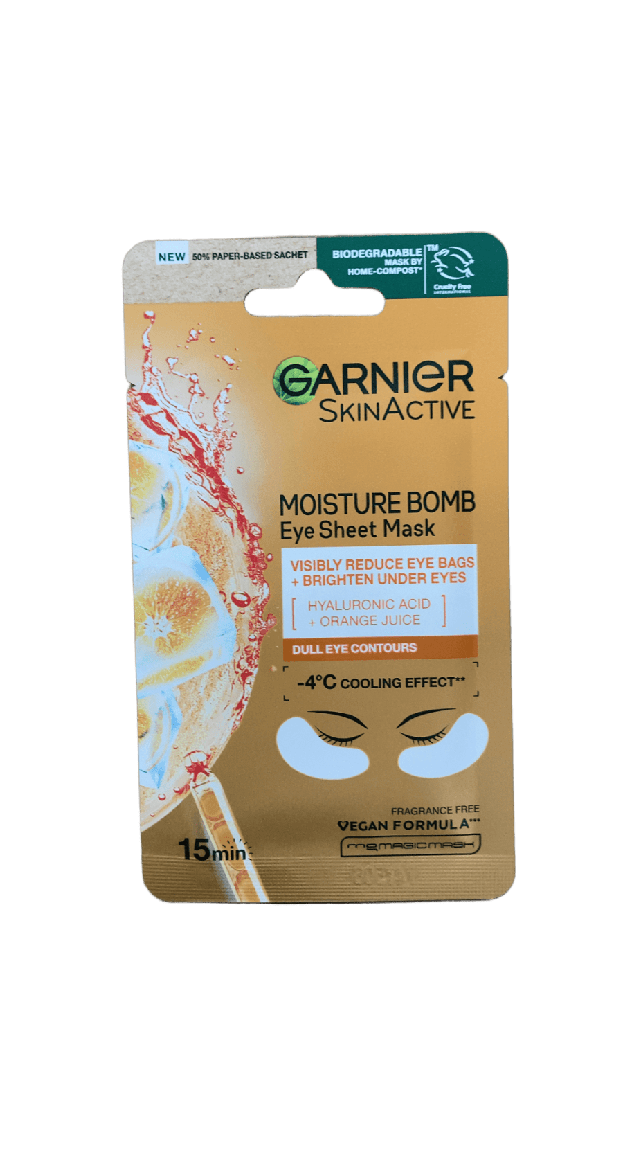 Garnier SkinActive Moisture Bomb augnmaski með hýalúrónsýru og appelsínusafa 6 g