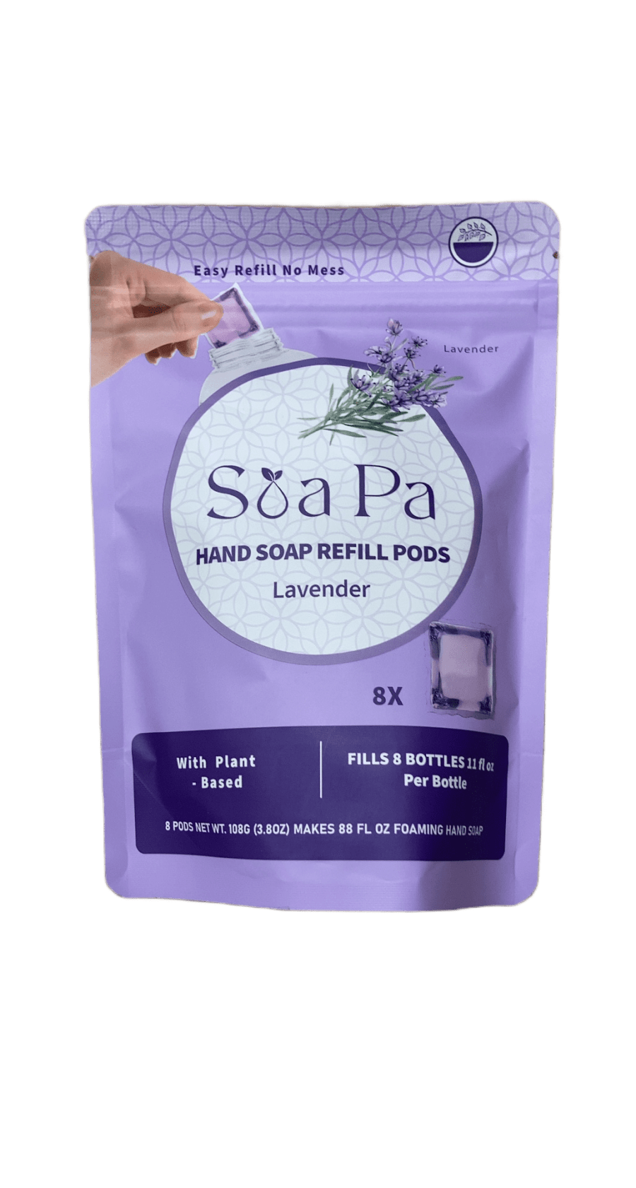 Sea Pa froðusápa fyrir hendur - áfyllingahylki Lavender 108 g (8 stk)